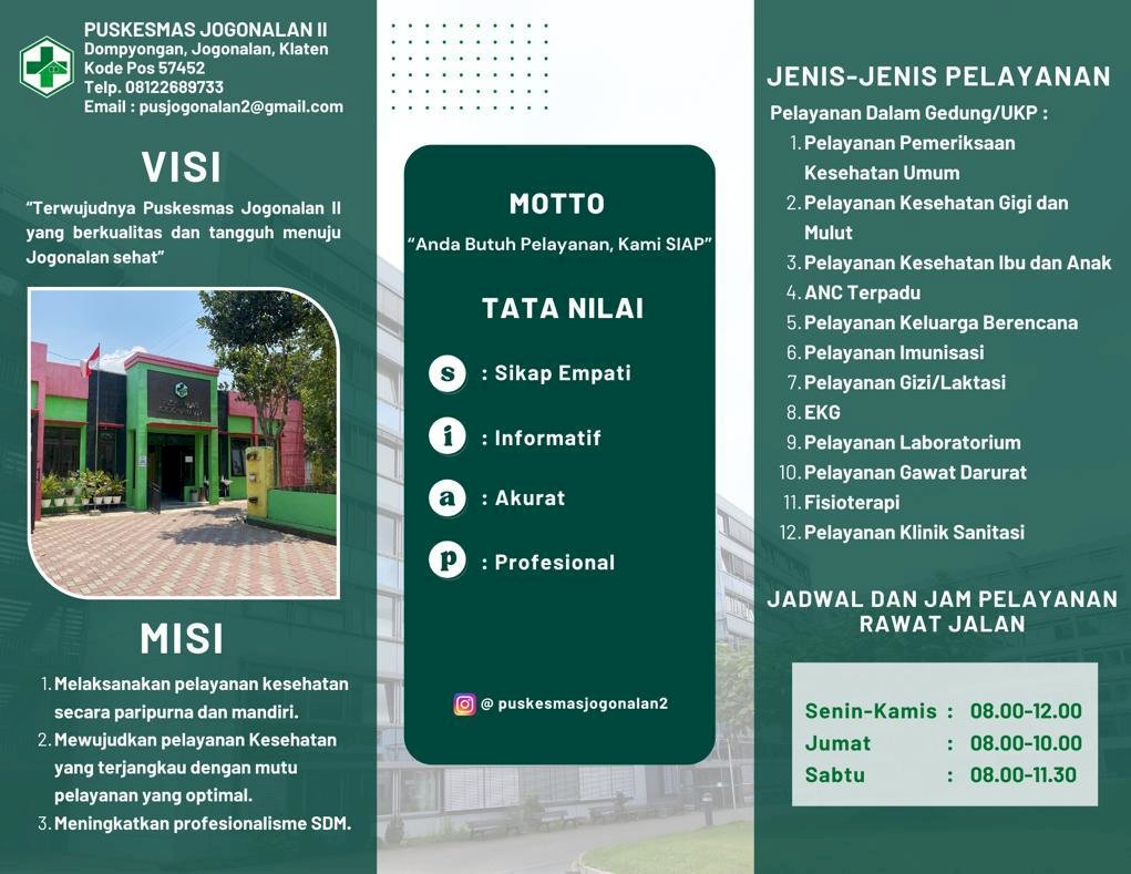 Informasi Jenis dan Tarif Pelayanan Puskesmas Jogonalan II